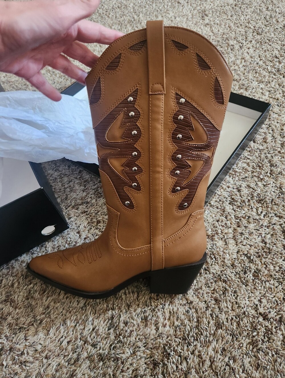 Women’s Chestnut Brown Western Mid-Calf Cowboy Boots Size 6.5 New In Box